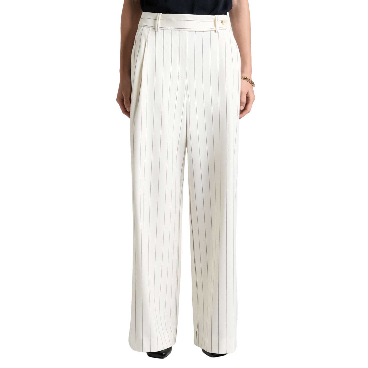 Cue Cream Pinstripe Wide Leg Pant